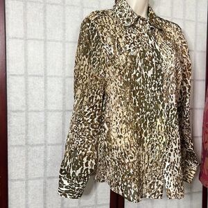 PAPERWHITE TAN LEOPARD PRINT BLOUSE‎ SIZE 10